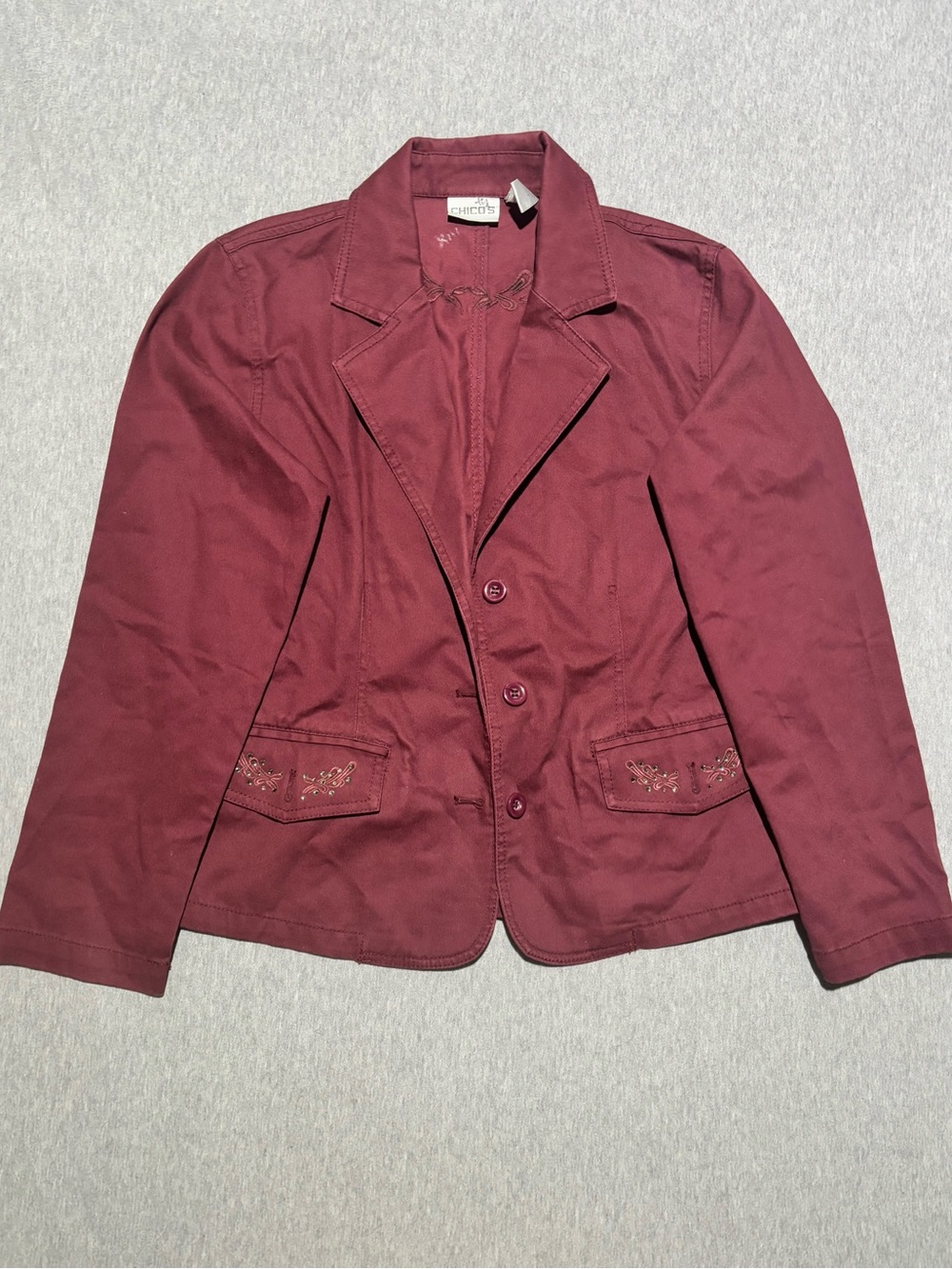 Chico's Wine-Red Lightweight Tailored Blazer